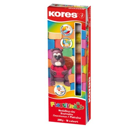 Poza cu PLASTILINA 10 CULORI 200G KORES