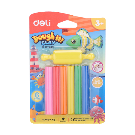 Poza cu PLASTILINA 6 CULORI 60G + FORMA MODELAJ DELI