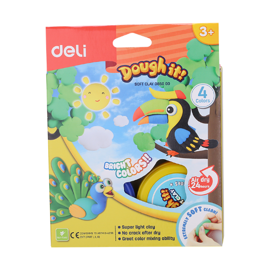 Poza cu PLASTILINA SOFT LIGHT 4 BORCANE* 15G DELI