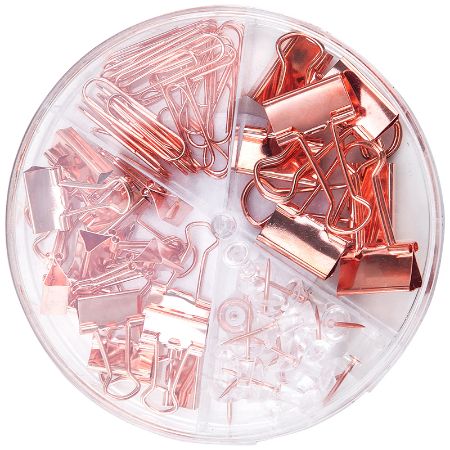 Poza cu SET ACCESORII BIROU (AGRAFE, CLIPSURI, PIONEZE) AURIU DELI