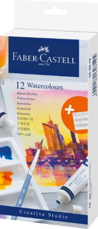 Poza cu TEMPERA ACUARELE 12 CULORI 9ML + PALETA FABER-CASTELL