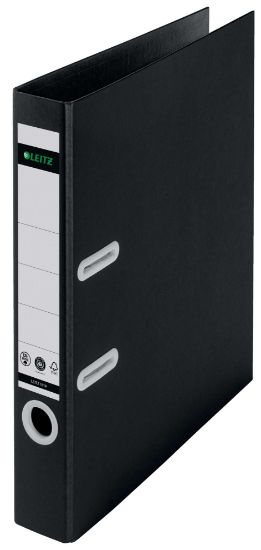 Poza cu BIBLIORAFT PLASTIFIAT 5CM 180GRADE NEGRU RECYCLE FSC LEITZ
