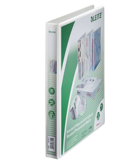 Poza cu CAIET MECANIC A4 4 INELE 20MM/38MM ALB MAXI PANORAMA LEITZ