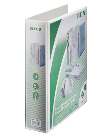 Poza cu CAIET MECANIC A4 4 INELE 50MM/77MM ALB MAXI PANORAMA LEITZ
