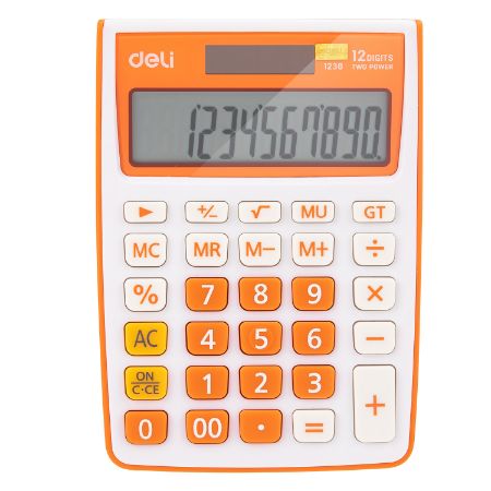 Poza cu CALCULATOR BIROU 12DIG ALB-PORTOCALIU 1238 DELI