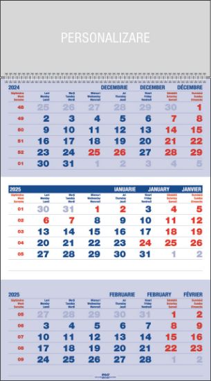 Poza cu CALENDAR PERETE TRIPTIC ALBASTRU 12 FILE EGO