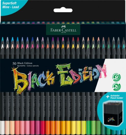 Poza cu CREIOANE COLORATE 50 CULORI BLACK EDITION FABER-CASTELL