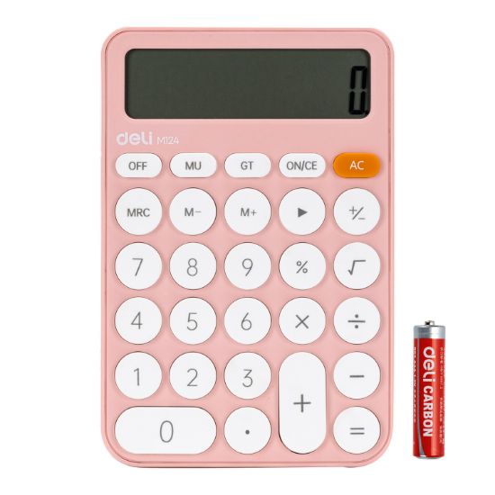 Poza cu CALCULATOR BIROU 12DIG PLASTIC FASHION EM124 ROZ DELI