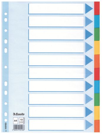 Poza cu SEPARATOARE INDEX CARTON 10 COLI STANDARD ESSELTE