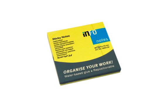 Poza cu NOTES ADEZIV 75*75MM GALBEN NEON 80 FILE INFO NOTES