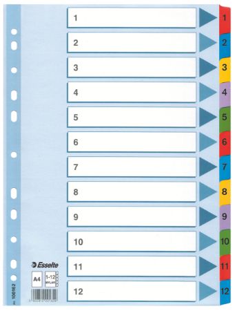 Poza cu SEPARATOARE INDEX CARTON 1-12 MYLAR ESSELTE