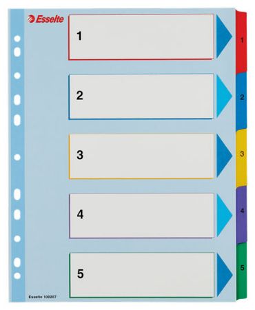 Poza cu SEPARATOARE INDEX CARTON 1-5 REINSCRIPTIBIL ESSELTE
