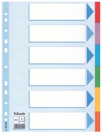 Poza cu SEPARATOARE INDEX CARTON 6 COLI STANDARD ESSELTE