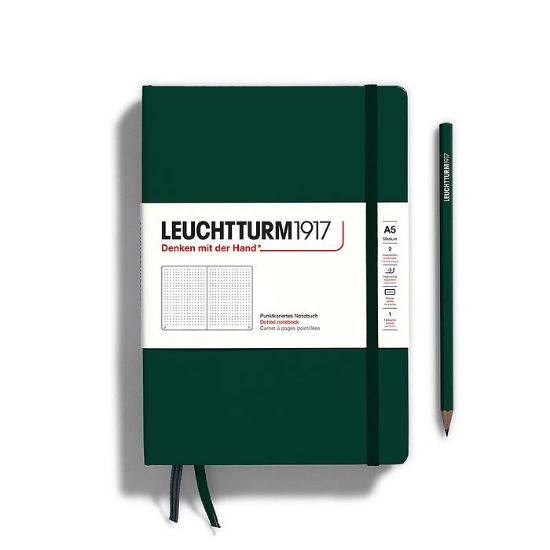 Poza cu CAIET A5 PUNCTAT COPERTA RIGIDA VERDE PADURE LEUCHTTURM