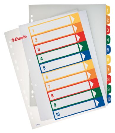 Poza cu SEPARATOARE INDEX PLASTIC 1-10 IMPRIMABIL ESSELTE
