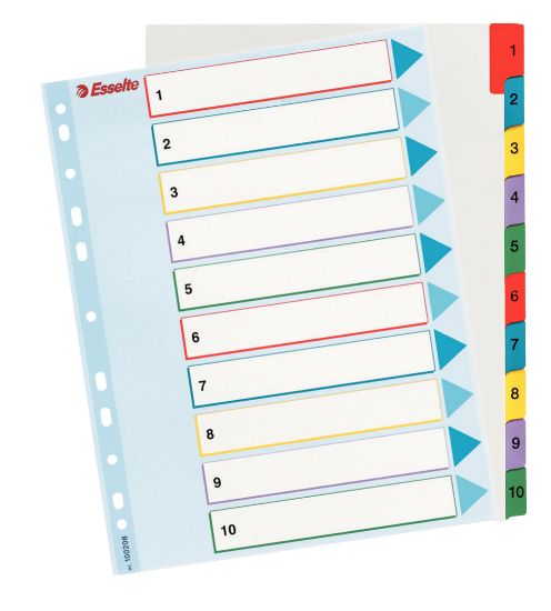 Poza cu SEPARATOARE INDEX PLASTIC 1-10 REINSCRIPTIBIL ESSELTE