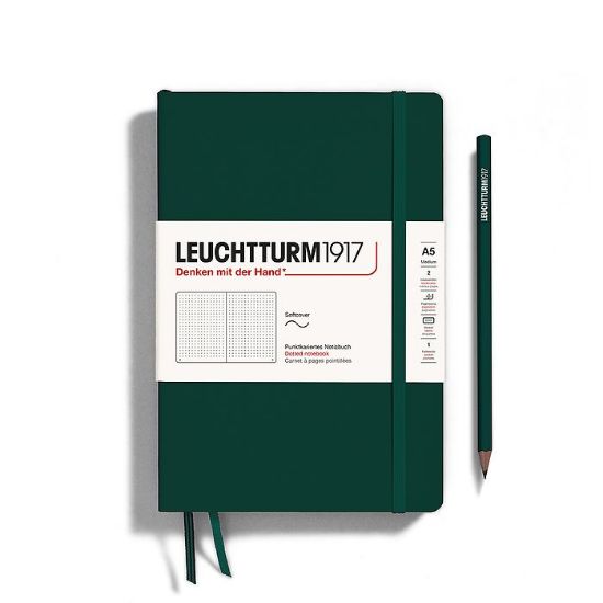 Poza cu CAIET A5 PUNCTAT COPERTA FLEXIBILA VERDE PADURE LEUCHTTURM