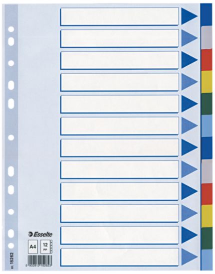 Poza cu SEPARATOARE INDEX PLASTIC 12 CULORI ESSELTE