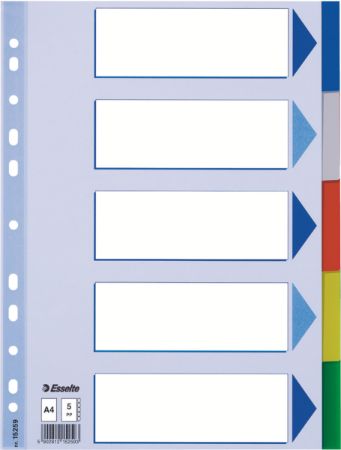 Poza cu SEPARATOARE INDEX PLASTIC 5 CULORI ESSELTE