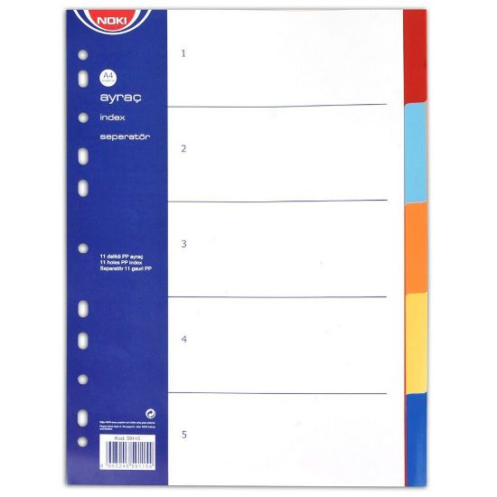 Poza cu SEPARATOARE INDEX PLASTIC 5 CULORI NOKI
