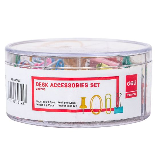 Poza cu SET ACCESORII BIROU (AGRAFE, ELASTICE, CLIPSURI, ACE) DELI