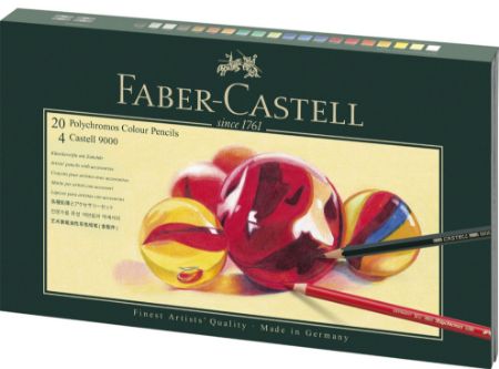 Poza cu SET CADOU 20 CREIOANE COLORATE POLYCHROMOS + 4 CREIOANE GRAFIT CASTELL + ACCESORII FABER-CASTELL