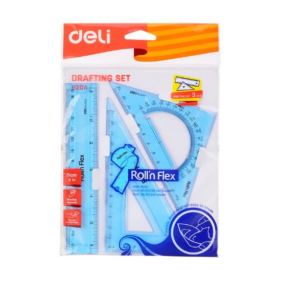 Poza cu SET GEOMETRIE 3 PIESE FLEXIBIL COLOR E6204 DELI