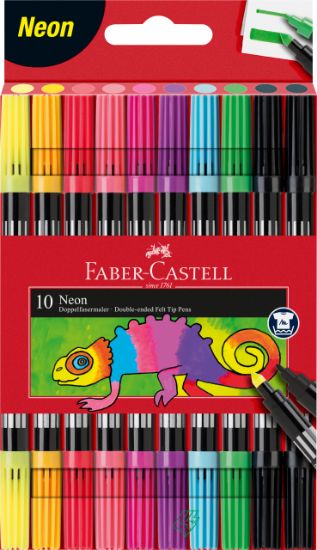 Poza cu CARIOCA 10 CULORI 2 CAPETE CULORI NEON FABER-CASTELL