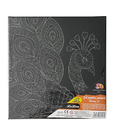 Poza cu PANZA PREDESENATA PE SASIU NEAGRA 30*30CM PAUN SF ART PIGNA