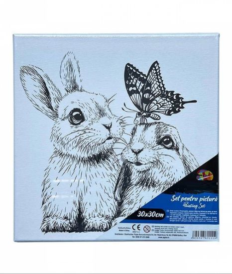 Poza cu PANZA PREDESENATA PE SASIU 30*30CM IEPURASI SF ART PIGNA