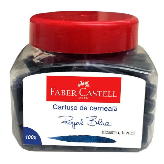 Poza cu CARTUSE CERNEALA MICI ALBASTRE 100BUC/BORCAN FABER-CASTELL