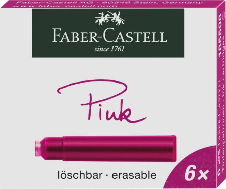 Poza cu CARTUSE CERNEALA MICI ROZ 6 BUC/CUTIE FABER-CASTELL