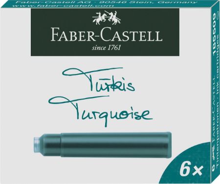 Poza cu CARTUSE CERNEALA MICI TURCOAZ 6 BUC/CUTIE FABER-CASTELL