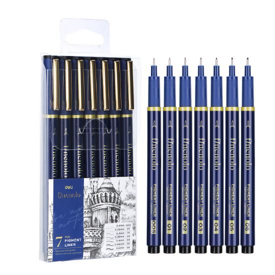 Poza cu SET 7 BUC LINER GRAFIC (0.2, 0.25, 0.3, 0.35,0.4, 0.45, 0.5MM) DELI