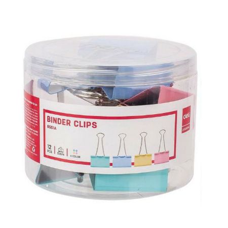 Poza cu CLIPS HARTIE 51MM COLOR 12 BUC/CUT. PLASTIC DELI