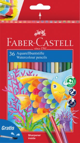 Poza cu CREIOANE COLORATE ACUARELA 36 BUC + PENSULA FABER-CASTELL