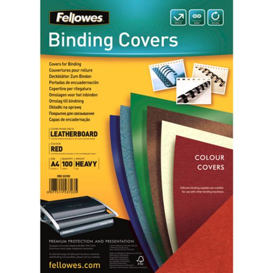 Poza cu COPERTI CARTON A4 ROSII 100/TOP FELLOWES