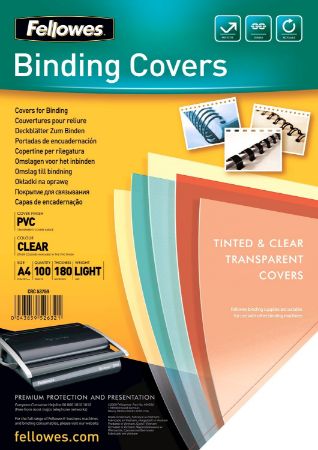 Poza cu COPERTI PLASTIC A4 180 MICRONI TRANSPARENTE 100/TOP FELLOWES