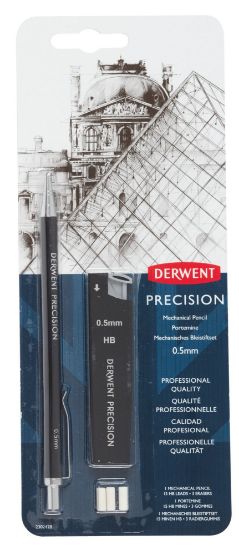 Poza cu BLISTER CREION MECANIC 0.5MM PROFESIONAL NEGRU +MINE + 2 RADIERE DERWENT