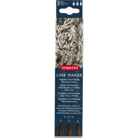 Poza cu SET 3 BUC LINER GRAFIC PROFESIONAL (0.1/0.3/0.5 MM) NEGRU DERWENT