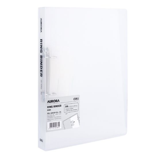 Poza cu CAIET MECANIC A4 2 INELE 15MM/20MM COPERTA FLEXIBILA ALB TRANSLUCID DELI