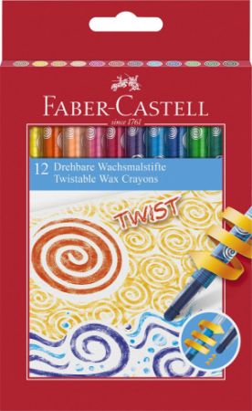 Poza cu CREIOANE CERATE RETRACTABILE 12 CULORI FABER-CASTELL