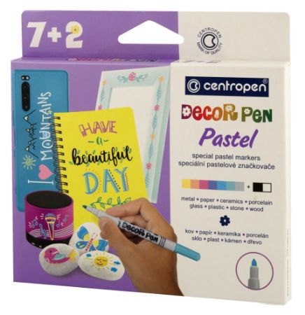 Poza cu MARKERE PERMANENTE PT DECOR. SLIM 7+2 CUL. PASTEL 2738 CENTROPEN