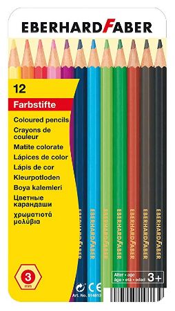 Poza cu CREIOANE COLORATE 12 CULORI CUTIE METAL EBERHARD FABER