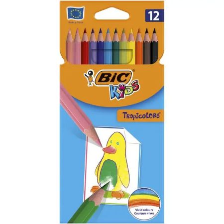 Poza cu CREIOANE COLORATE 12 CULORI TROPICOLORS BIC