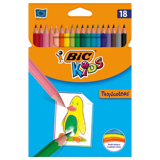 Poza cu CREIOANE COLORATE 18 CULORI TROPICOLORS BIC