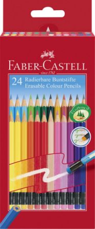 Poza cu CREIOANE COLORATE 24 CULORI CU GUMA ECO FABER-CASTELL