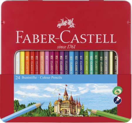 Poza cu CREIOANE COLORATE 24 CULORI CUTIE METAL-2 FABER-CASTELL