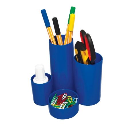 Poza cu SUPORT TUBULAR BIROU 4 COMPARTIMENTE ALBASTRU FLARO