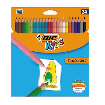 Poza cu CREIOANE COLORATE 24 CULORI TROPICOLORS BIC